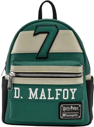 Slytherin Themed Malfoy Backpack PNG Image