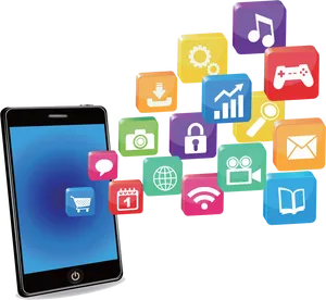 Smartphone App Icons Floating PNG