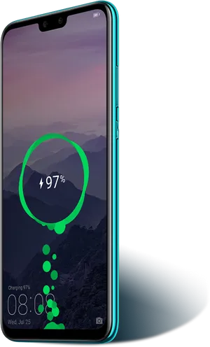 Smartphone Charging Status Display PNG Image