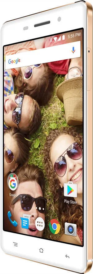 Smartphone Displaying Group Selfie PNG Image