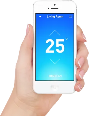 Smartphone Thermostat Control App PNG Image