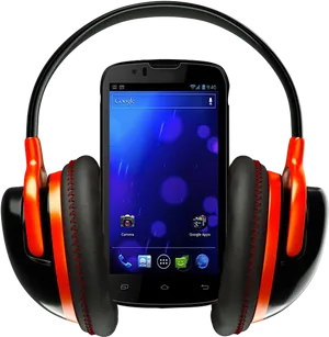 Smartphonewith Headphones PNG Image