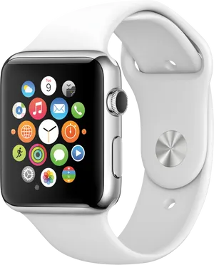 Smartwatch Display Apps White Band PNG Image