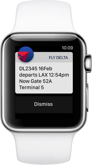 Smartwatch Flight Notification Display PNG