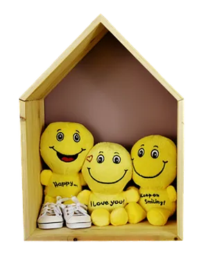 Smiley Family In Wooden House PNG Image