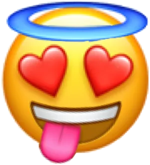 Smiling Angel Emojiwith Hearts PNG Image