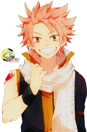 Smiling Anime Character Natsu PNG Image