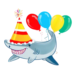 Smiling Birthday Shark Character Png Abk11 PNG Image