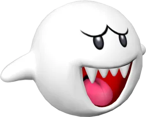 Smiling Boo Ghost Character PNG Image