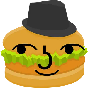 Smiling Burger Characterwith Hat PNG Image