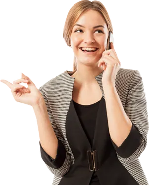 Smiling Businesswoman On Phone PNG Image