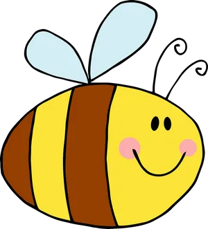 Smiling Cartoon Bee PNG Image