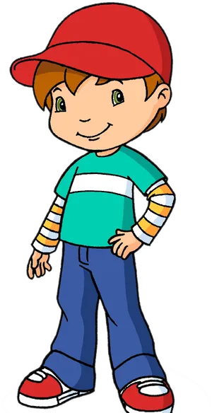 Smiling Cartoon Boyin Cap PNG Image