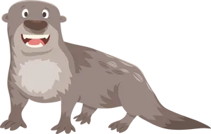 Smiling Cartoon Otter PNG Image