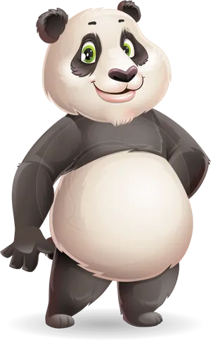 Smiling Cartoon Panda Illustration PNG Image