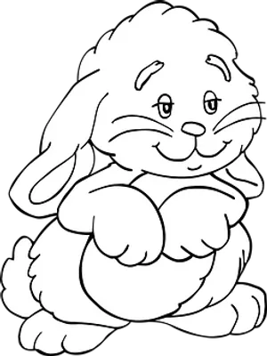 Smiling Cartoon Rabbit Line Art PNG Image