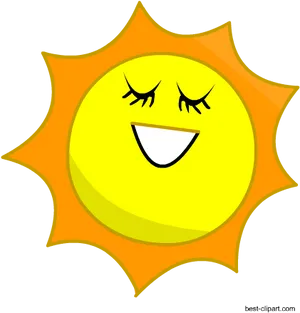 Smiling Cartoon Sun PNG Image