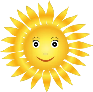 Smiling Cartoon Sun PNG Image