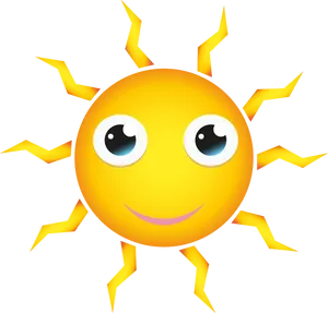 Smiling Cartoon Sun Graphic PNG Image