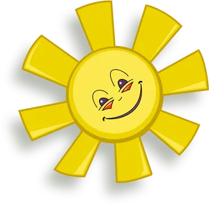 Smiling Cartoon Sun Illustration PNG Image