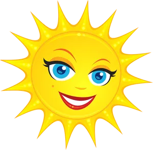 Smiling Cartoon Sun Transparent Background PNG Image