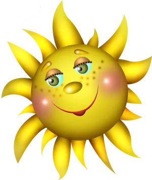 Smiling Cartoon Sun Transparent Background PNG Image