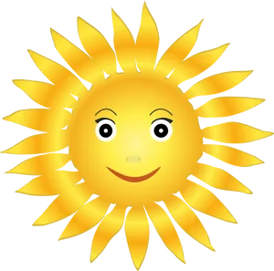 Smiling Cartoon Sun Transparent Background PNG Image