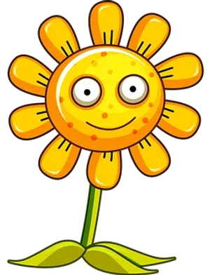 Smiling Cartoon Sunflower PNG Image