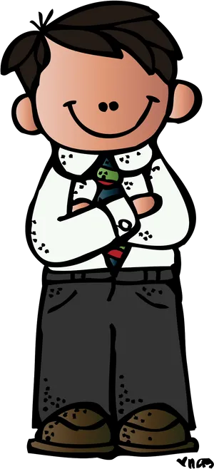 Smiling Cartoon Teacher Holding Book PNG Image