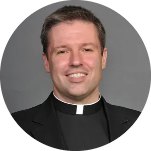 Smiling Catholic Priest Portrait PNG Image