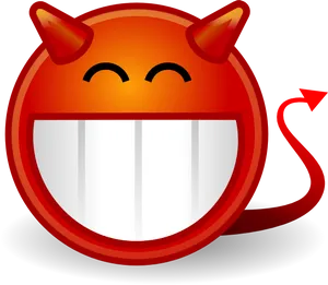 Smiling Devil Emojiwith Hornsand Tail PNG Image