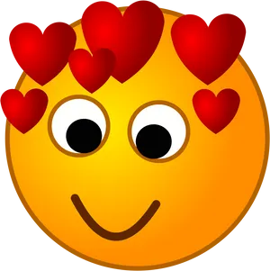 Smiling Emoji With Hearts PNG Image