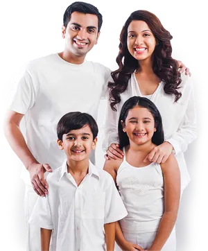 Smiling Family White Outfits PNG Image