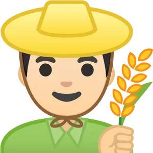 Smiling Farmer Emojiwith Wheat PNG Image