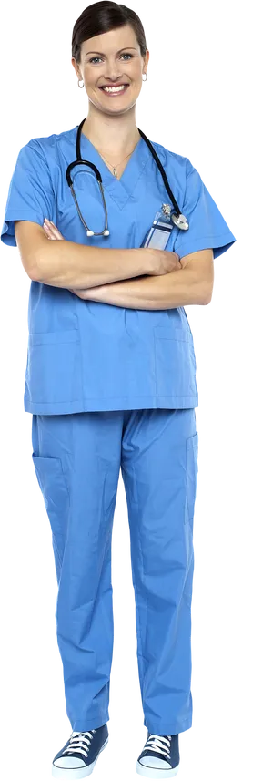 Smiling Female Doctorin Scrubs PNG Image