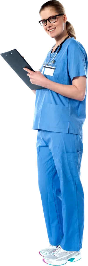 Smiling Female Doctorwith Clipboard PNG Image