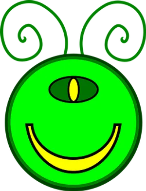 Smiling Green Alien Face PNG Image