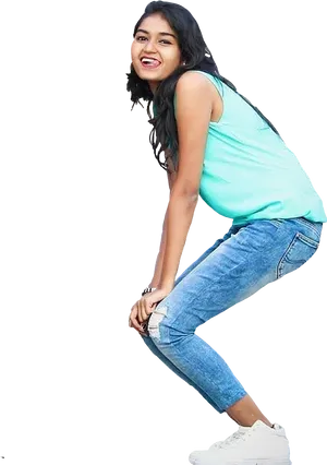 Smiling Indian Girlin Casuals PNG Image