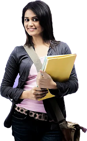 Smiling Indian Studentwith Books PNG Image