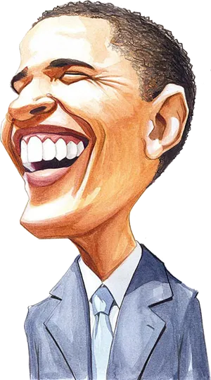 Smiling Man Caricature Artwork PNG Image