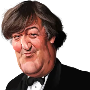 Smiling Man Caricaturein Tuxedo PNG Image