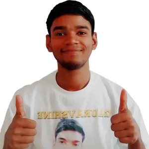 Smiling Man Thumbs Up Gurushala Shirt PNG Image