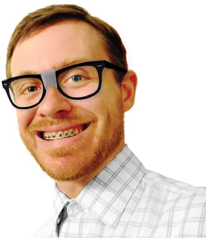 Smiling Man With Glassesand Braces.png PNG Image