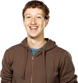 Smiling Manin Brown Hoodie PNG Image