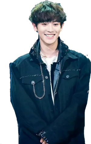 Smiling Manin Denim Jacket PNG Image