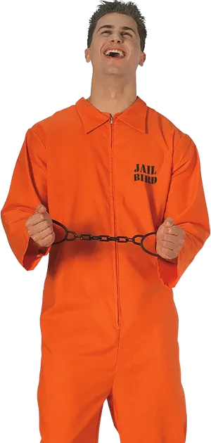 Smiling Manin Orange Prison Jumpsuit PNG Image