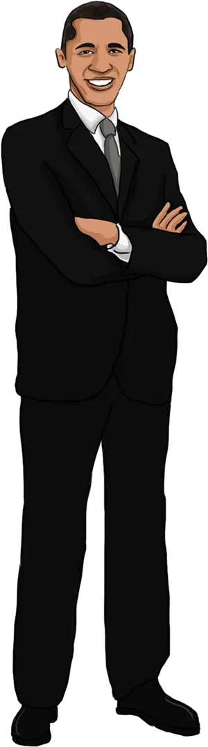 Smiling Manin Suit Cartoon PNG Image