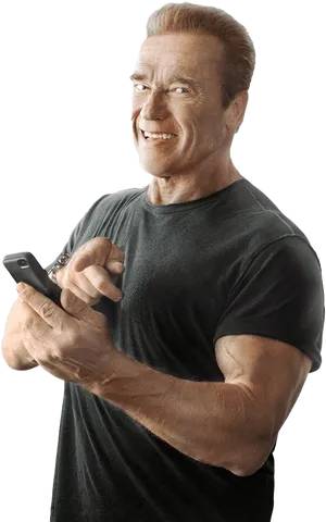 Smiling Manwith Phone PNG Image