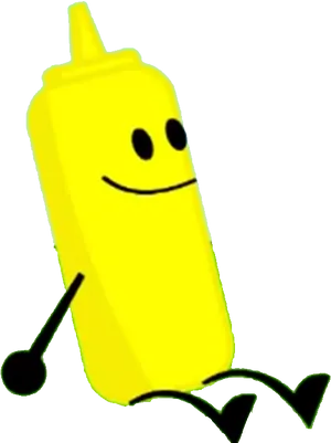 Smiling Mustard Bottle Cartoon PNG Image