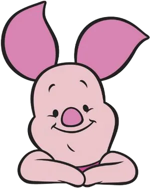 Smiling Piglet Cartoon Character PNG Image